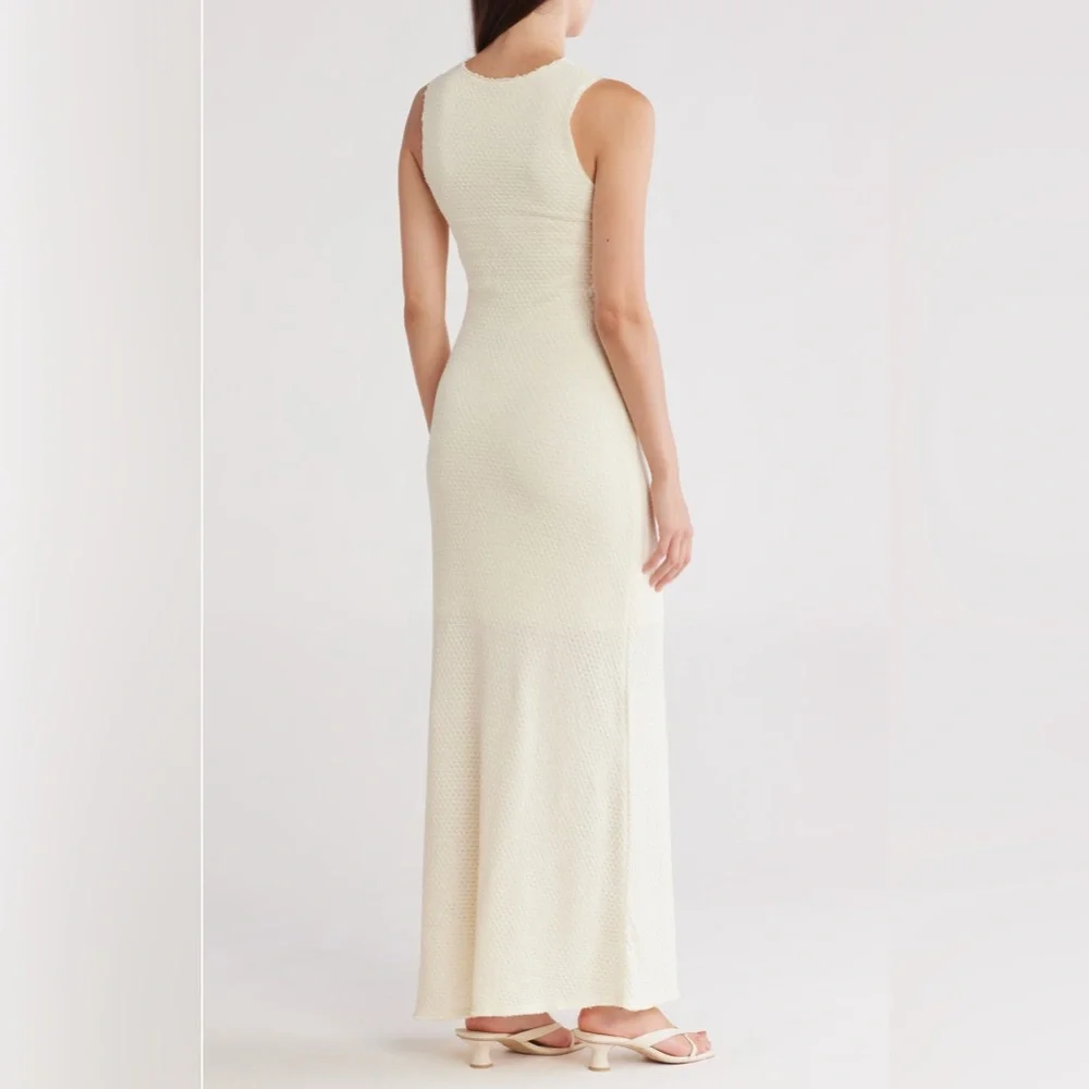 rag & bone Carine Texture Knit Maxi Dress cream XL NWT - Picture 3 of 3